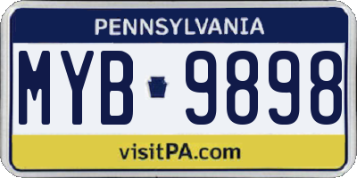 PA license plate MYB9898