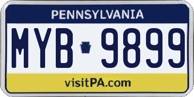 PA license plate MYB9899