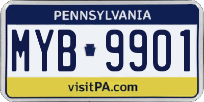 PA license plate MYB9901