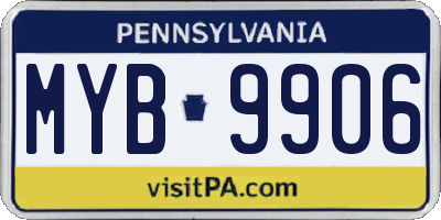 PA license plate MYB9906