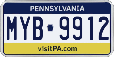 PA license plate MYB9912