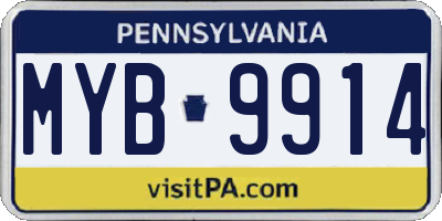 PA license plate MYB9914