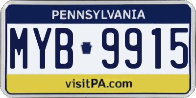 PA license plate MYB9915