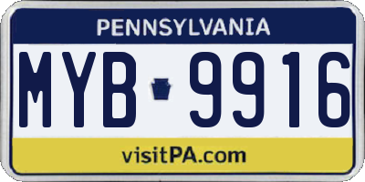 PA license plate MYB9916