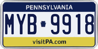 PA license plate MYB9918