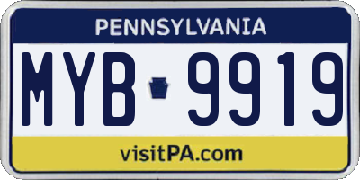 PA license plate MYB9919
