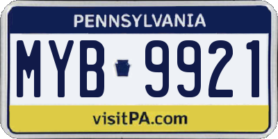 PA license plate MYB9921