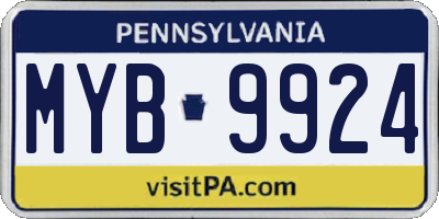 PA license plate MYB9924