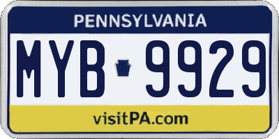 PA license plate MYB9929