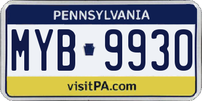 PA license plate MYB9930