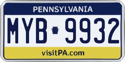 PA license plate MYB9932