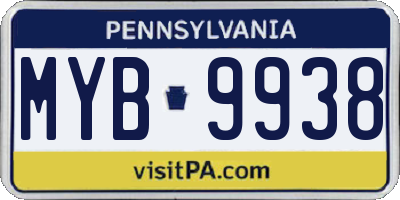 PA license plate MYB9938
