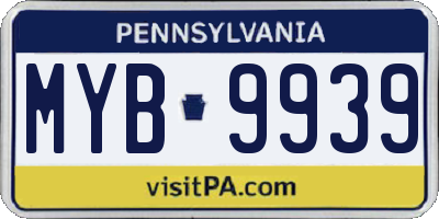 PA license plate MYB9939