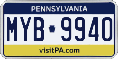 PA license plate MYB9940