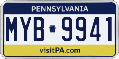 PA license plate MYB9941