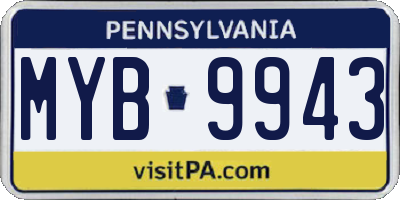 PA license plate MYB9943