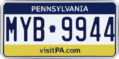 PA license plate MYB9944