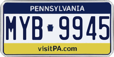 PA license plate MYB9945