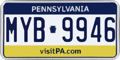 PA license plate MYB9946