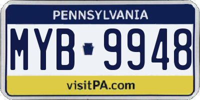 PA license plate MYB9948
