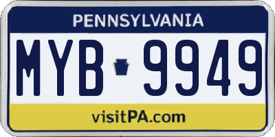 PA license plate MYB9949