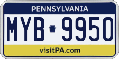 PA license plate MYB9950