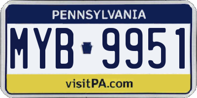 PA license plate MYB9951