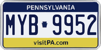 PA license plate MYB9952
