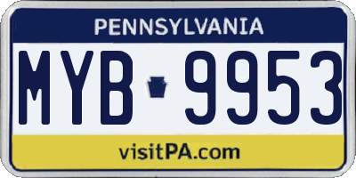 PA license plate MYB9953