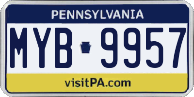 PA license plate MYB9957
