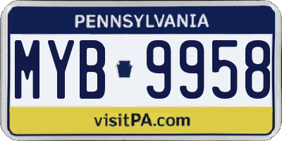 PA license plate MYB9958
