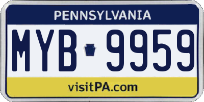PA license plate MYB9959