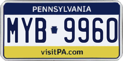 PA license plate MYB9960