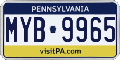 PA license plate MYB9965