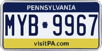 PA license plate MYB9967