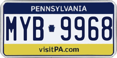 PA license plate MYB9968