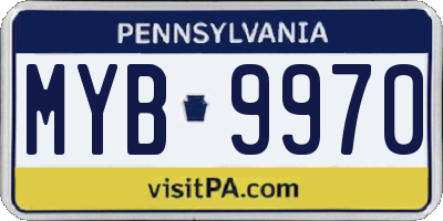 PA license plate MYB9970
