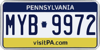 PA license plate MYB9972