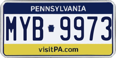 PA license plate MYB9973