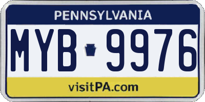 PA license plate MYB9976