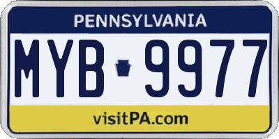 PA license plate MYB9977
