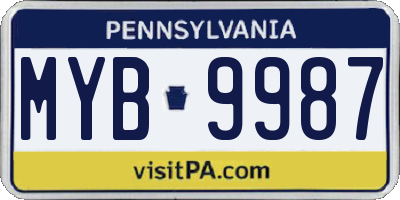 PA license plate MYB9987