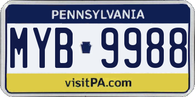 PA license plate MYB9988