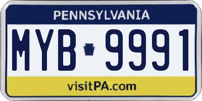 PA license plate MYB9991
