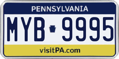 PA license plate MYB9995