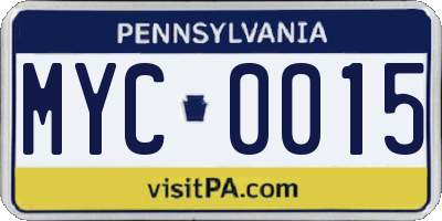 PA license plate MYC0015