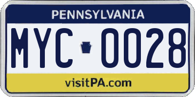 PA license plate MYC0028