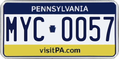 PA license plate MYC0057