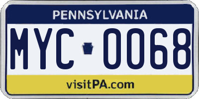 PA license plate MYC0068