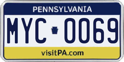 PA license plate MYC0069